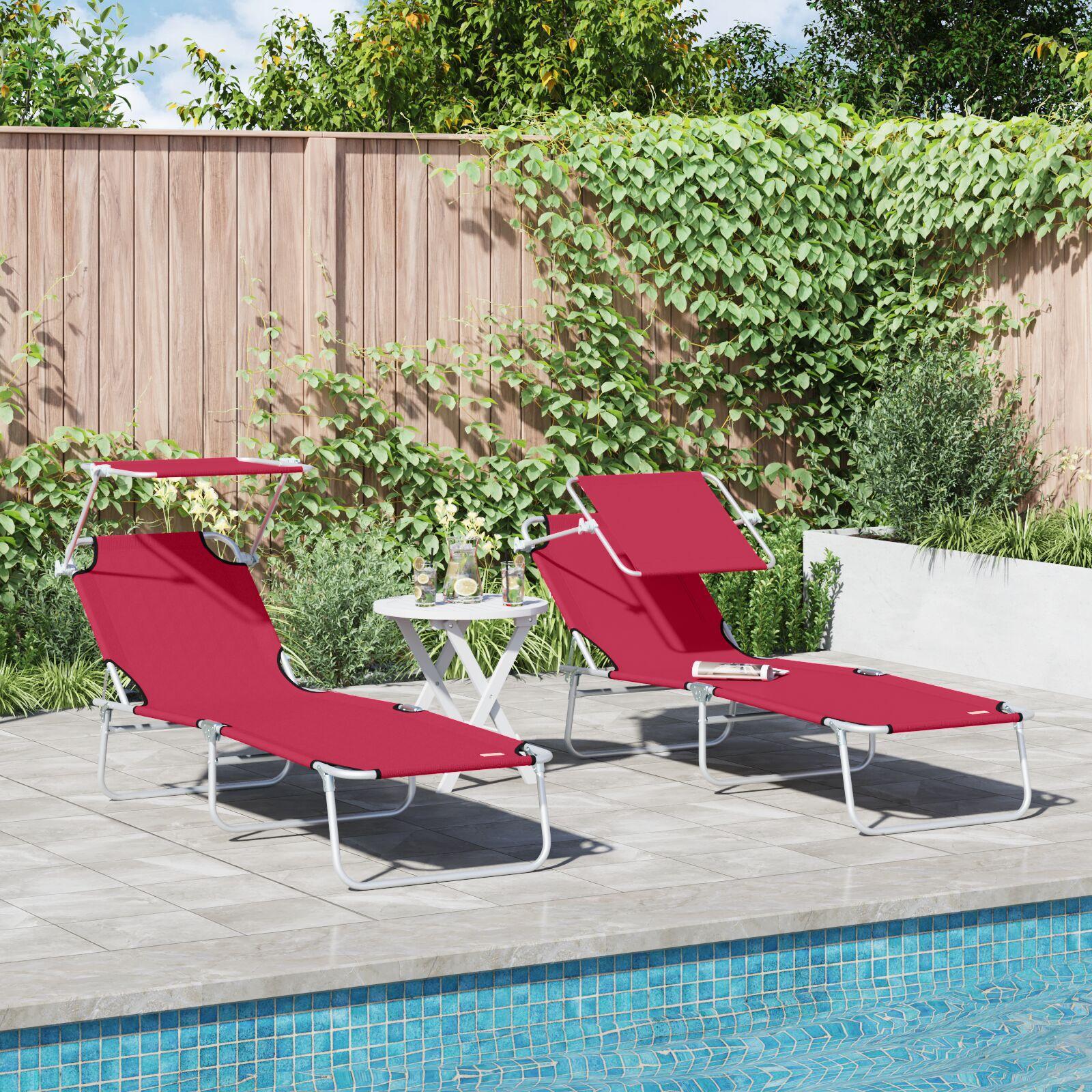 Solstol 2-person 2 stk Rød 58 x 188 x 77cm Stof