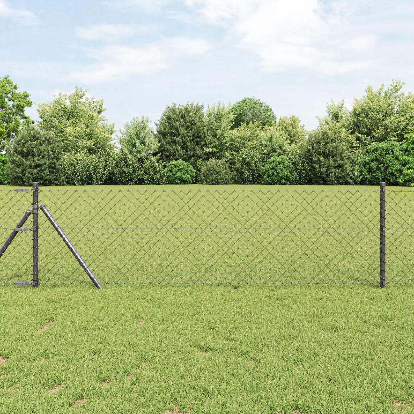 Kædelink hegn 10 × 0,6 m - stål, grå