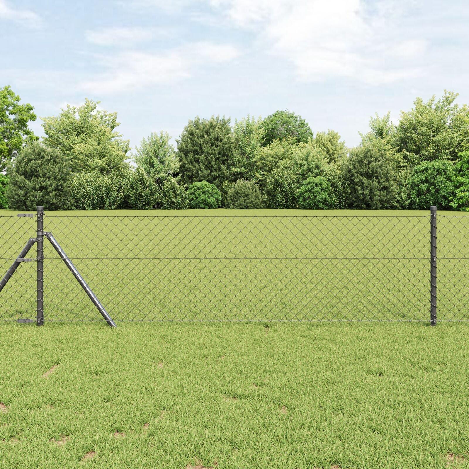 Kædelink hegn 10 × 0,8 m - stål, grå