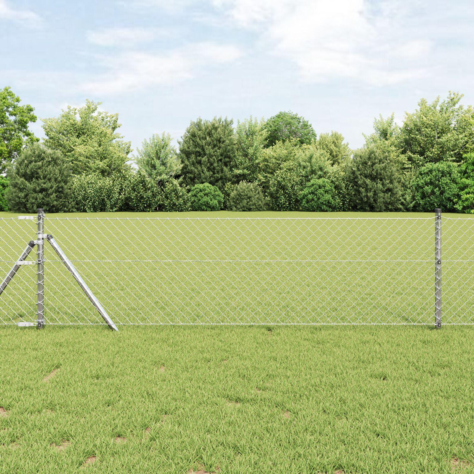 Kædelink hegn 10 × 0,6 m - galvaniseret stål, sølv