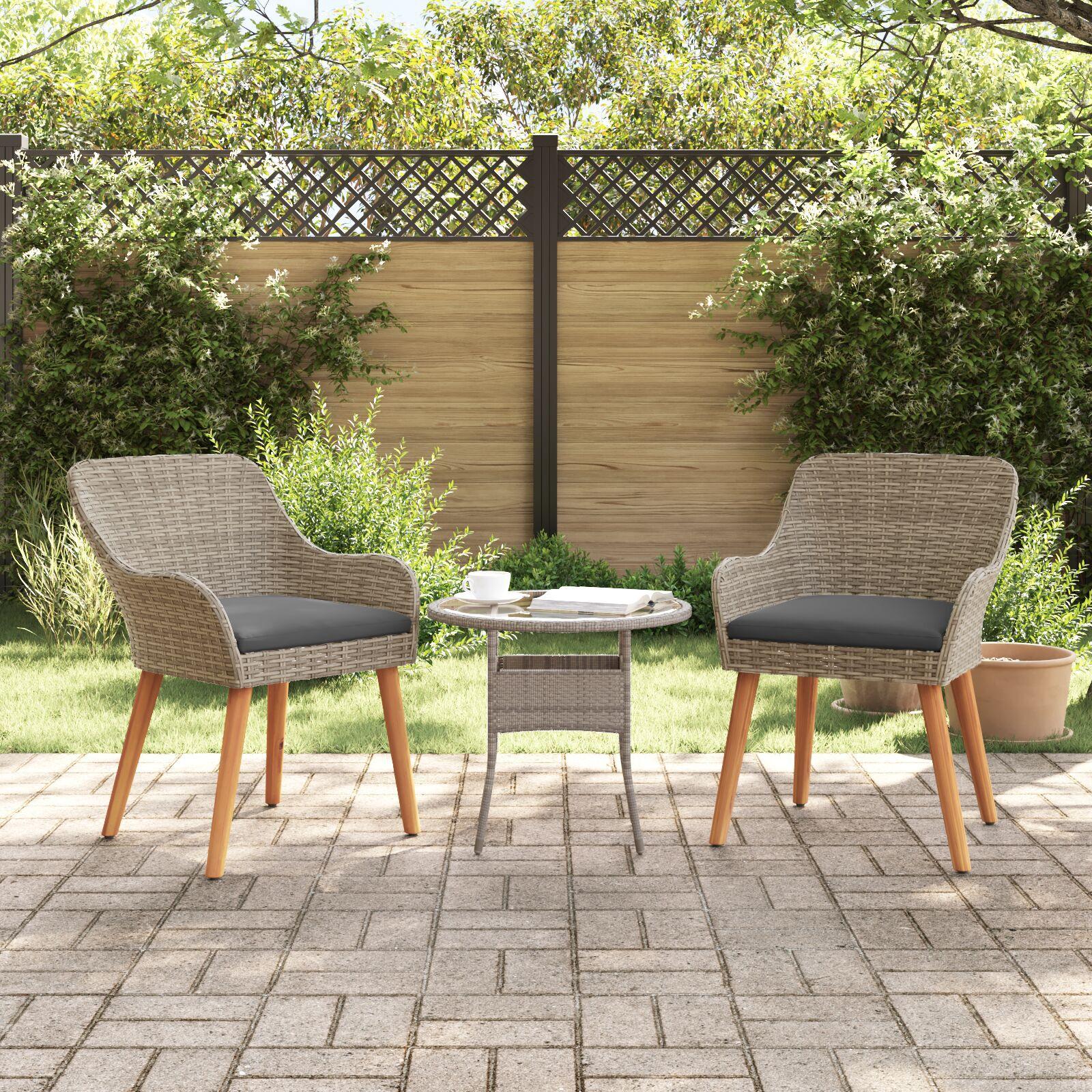 Have Stol med pude 2 stk Sort 55 x 62.5 x 82cm polyrattan