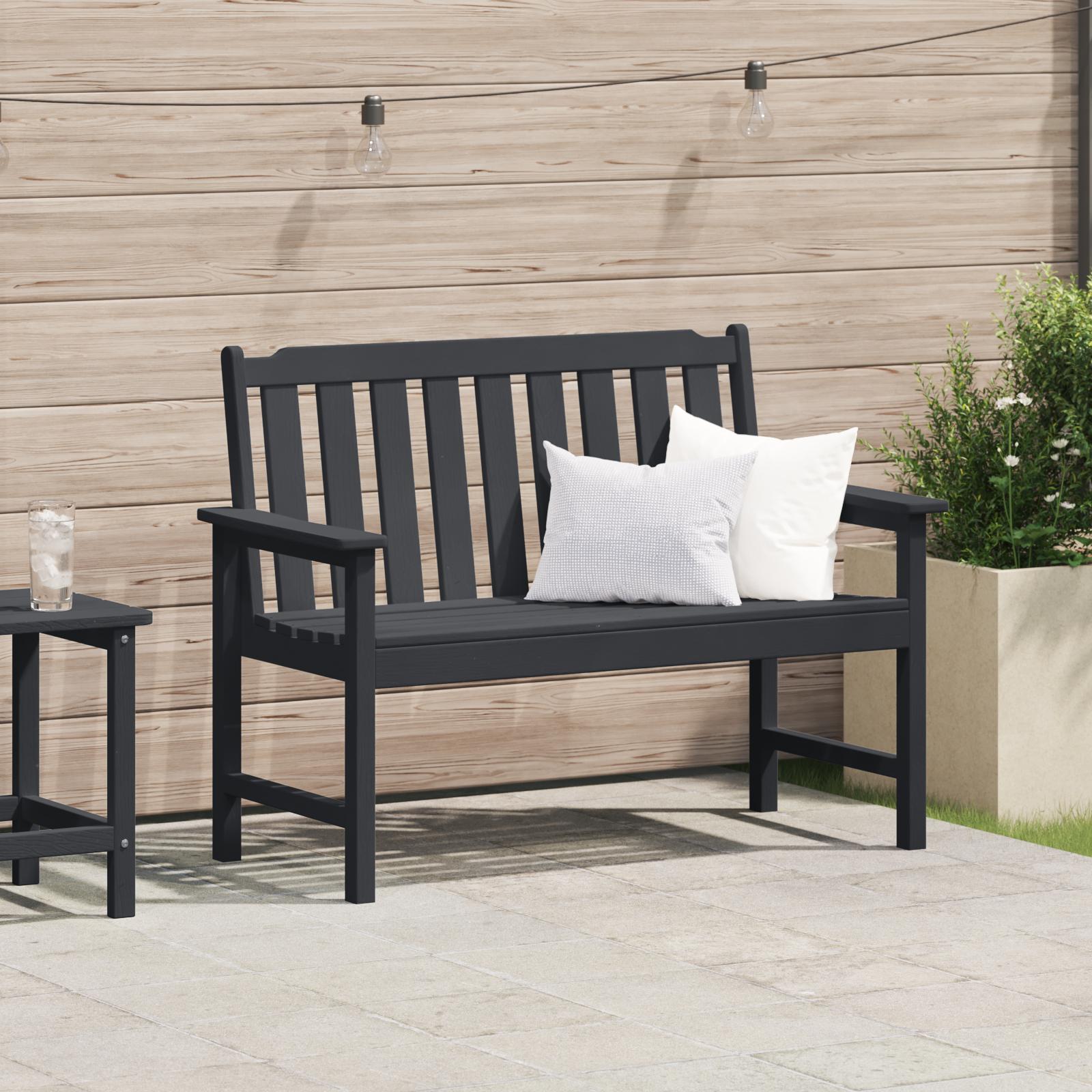 Havebænk Sort 120 Cm Hdpe