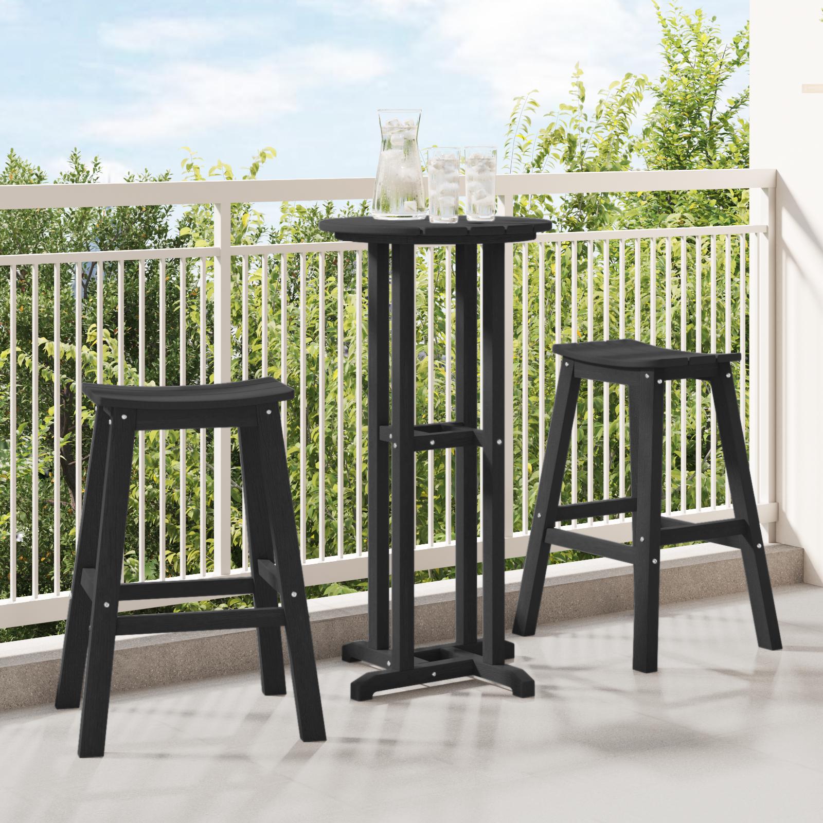 Barstole 2-pak i sort HDPE - 52 × 43 × 73,5 cm