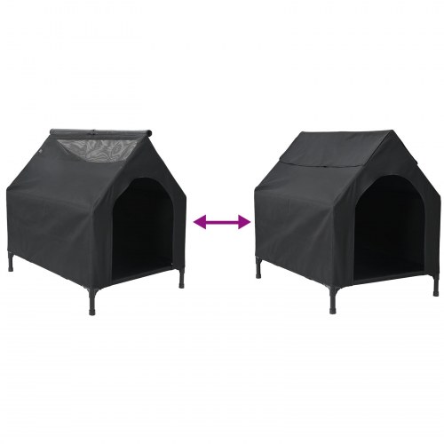 Hundehus Sort Oxford stof og stål