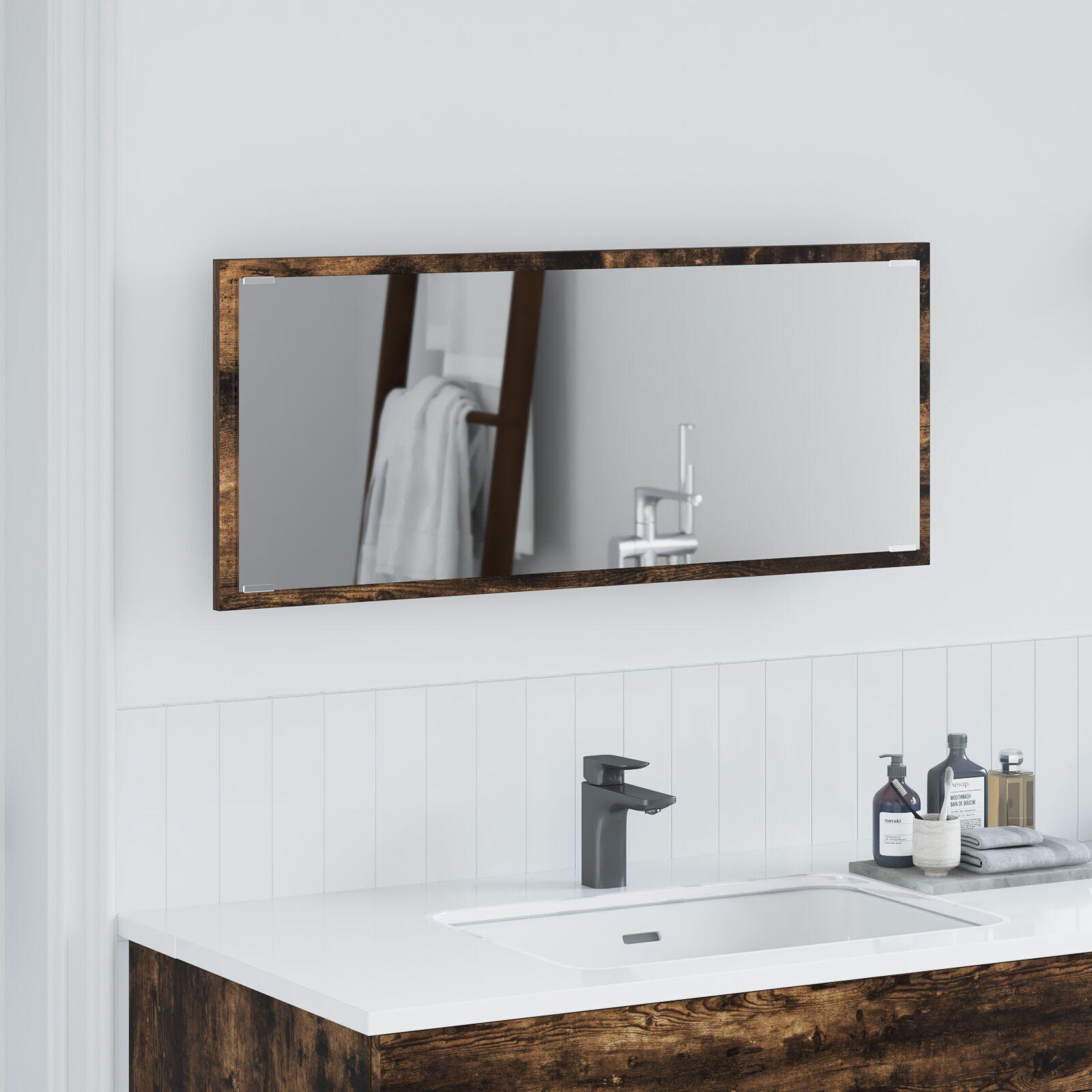 Spejl med spejllys Røget eg 90 x 8.5 x 37 cm Konstrueret træ