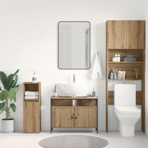 Badeværelsesskab med håndvask Artisan Eg 80x30x60 cm Ingeniørtræ