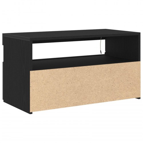 TV-borde med LED-lys 2 stk Sort Eg 75x35x40 cm Konstrueret træ