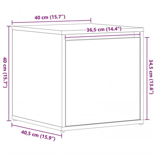 Skuffeskab Sort Eg 40,5x40x40 cm Konstrueret Træ