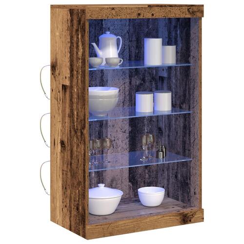 Skænk med LED-lys Gamle Træ 60,5x37x100 cm