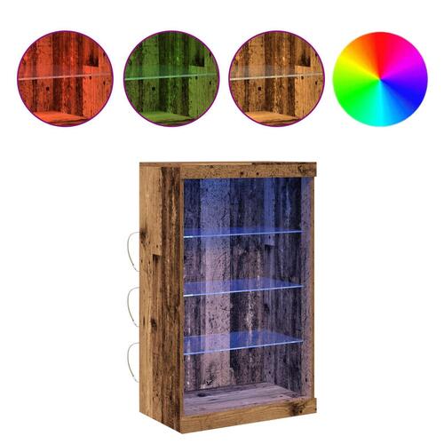 Skænk med LED-lys Gamle Træ 60,5x37x100 cm