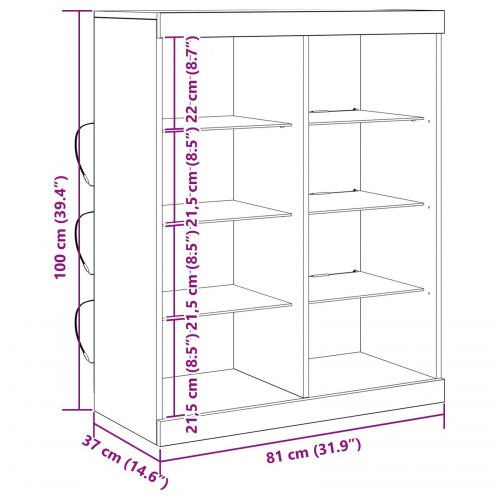 Sideboard med LED Lys Sort Eg 41x37x100 cm