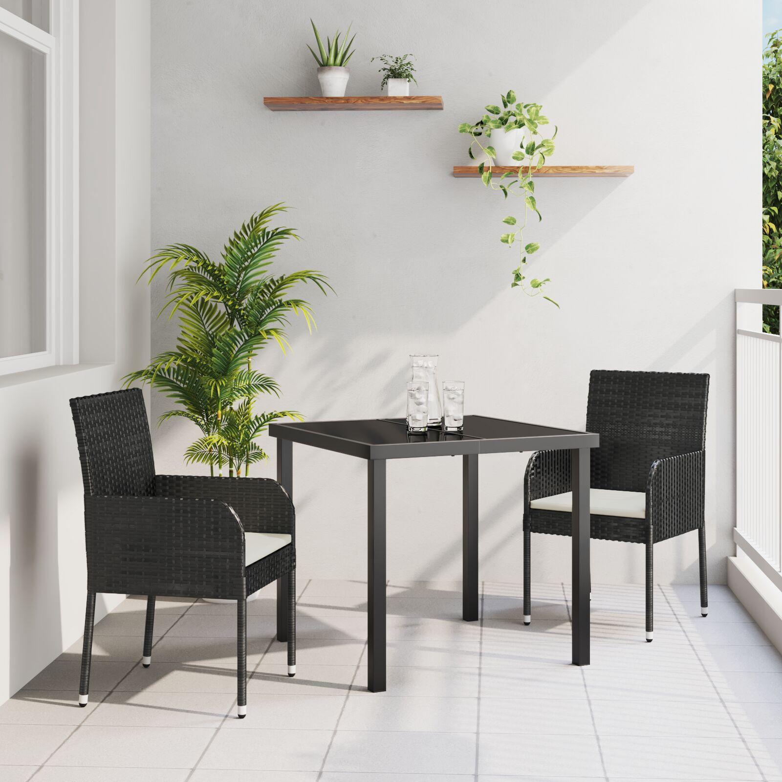 Have spisebordssæt i grå polyrattan med puder - 7 dele