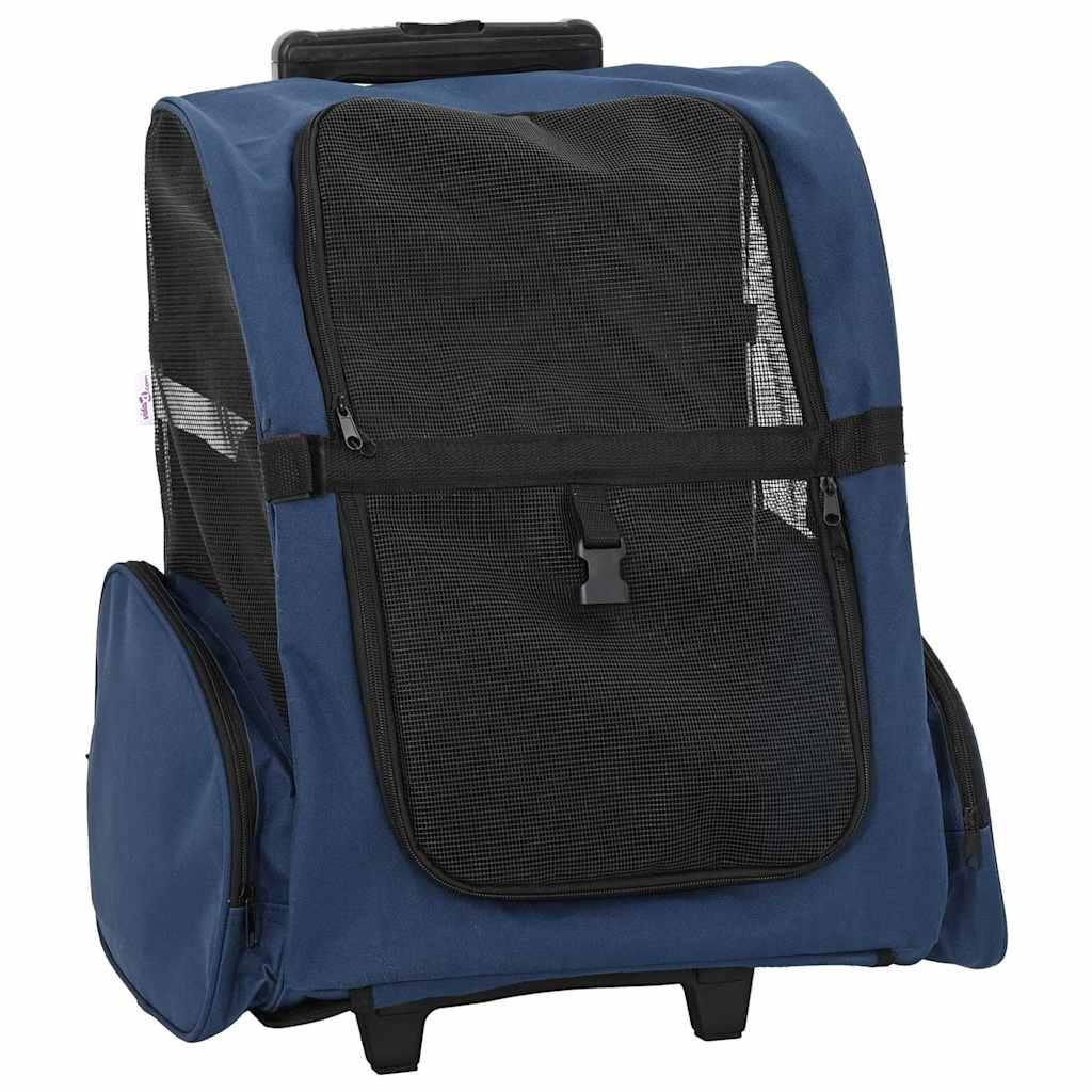 Kæledyrsvogn 3-i-1 design blå 48x32x(57-106) cm oxfordstof
