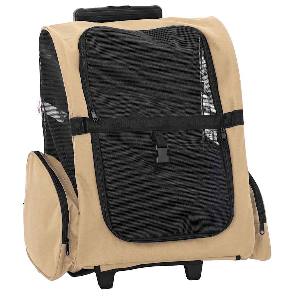 Kæledyrsvogn 3-i-1 design sand 48x32x(57-106) cm oxfordstof