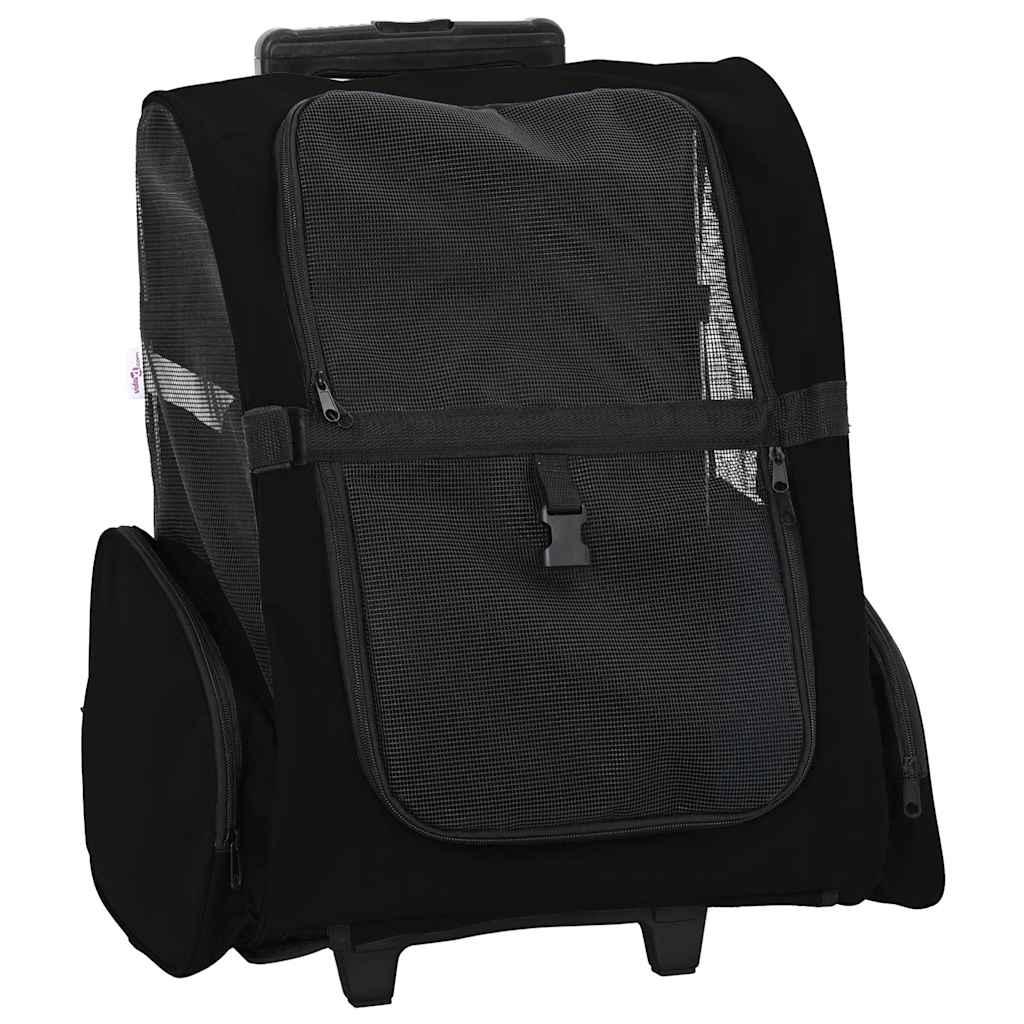 Kæledyrsvogn 3-i-1 design sort 48x32x(57-106) cm oxfordstof