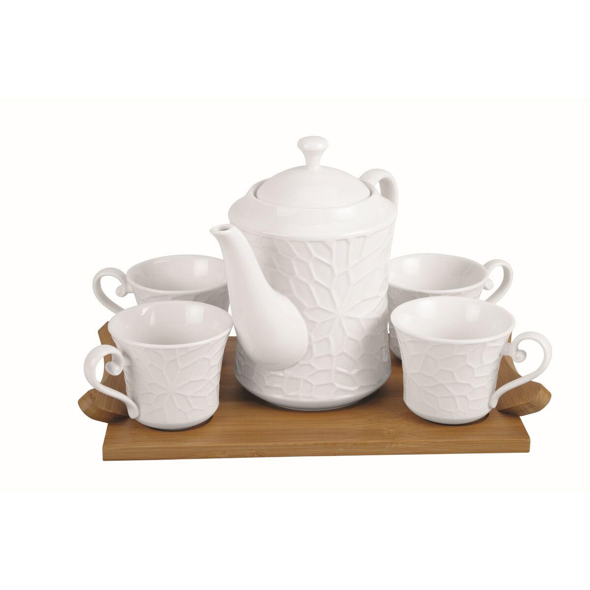 Dele kaffekopsæt Home ESPRIT Hvid Bambus Porcelæn
