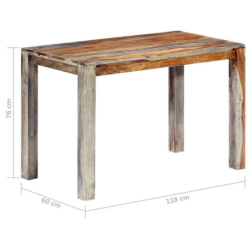Spisebord massivt sheeshamtræ 118 x 60 x 76 cm grå