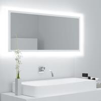 Badeværelsesspejl med LED-lys 100x8,5x37 cm akryl hvid