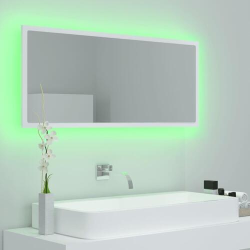 Badeværelsesspejl med LED-lys 100x8,5x37 cm akryl hvid