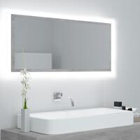 Badeværelsesspejl med LED-lys 100x8,5x37 cm akryl betongrå