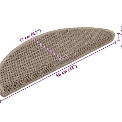Selvklæbende trappemåtter 15 stk. 56x17x3 cm sisal-look beige