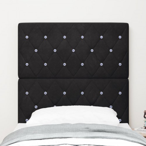 Sengegavl Krystal Knap Tuftet Sort 80 cm Velours, Sengegavl Krystal Knap Tuftet Sort 160 cm Velours