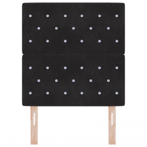 Sengegavl Krystal Knap Tuftet Sort 80 cm Velours, Sengegavl Krystal Knap Tuftet Sort 160 cm Velours