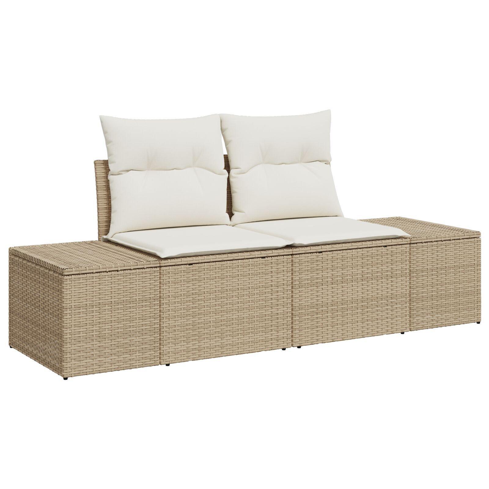 Modulært havesofasæt med opbevaring, 8 dele - beige/creme polyrattan