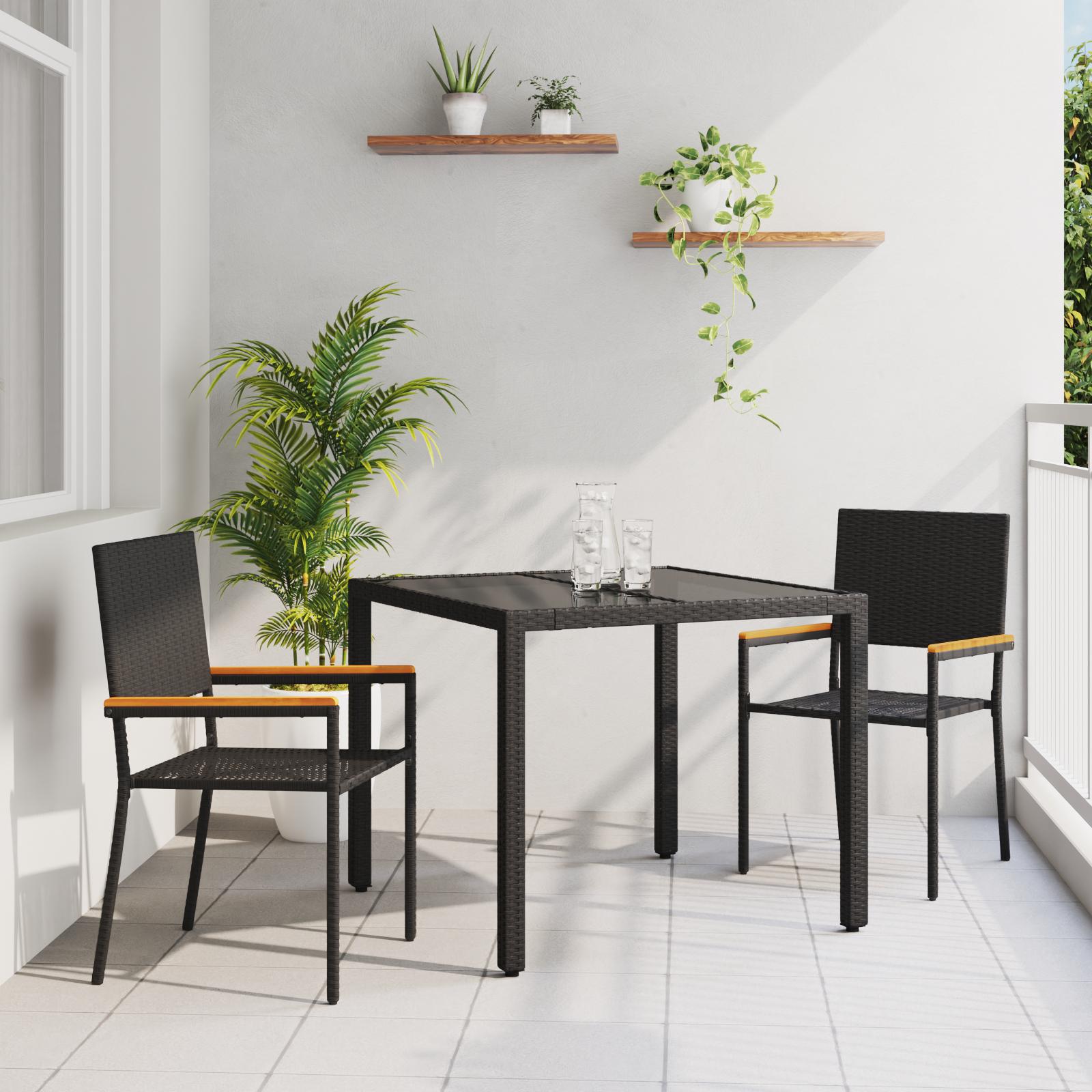 Have Spisebordssæt 3 stk Sort 90 x 90 x 75 cm polyrattan