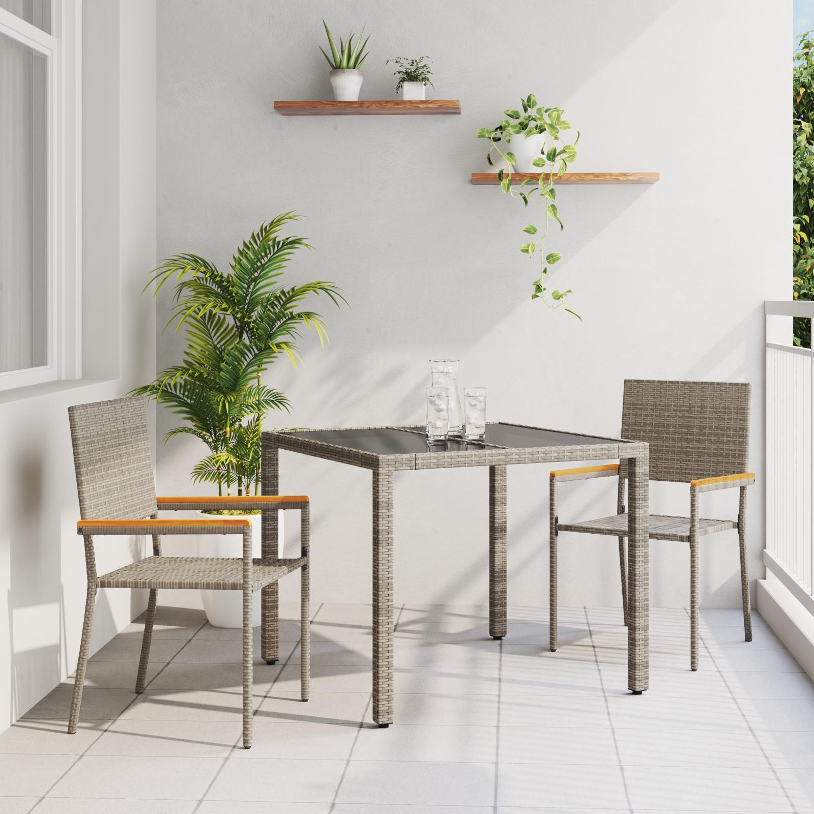 Have Spisebordssæt 3 stk Grå og Brun 90 x 90 x 75 cm polyrattan