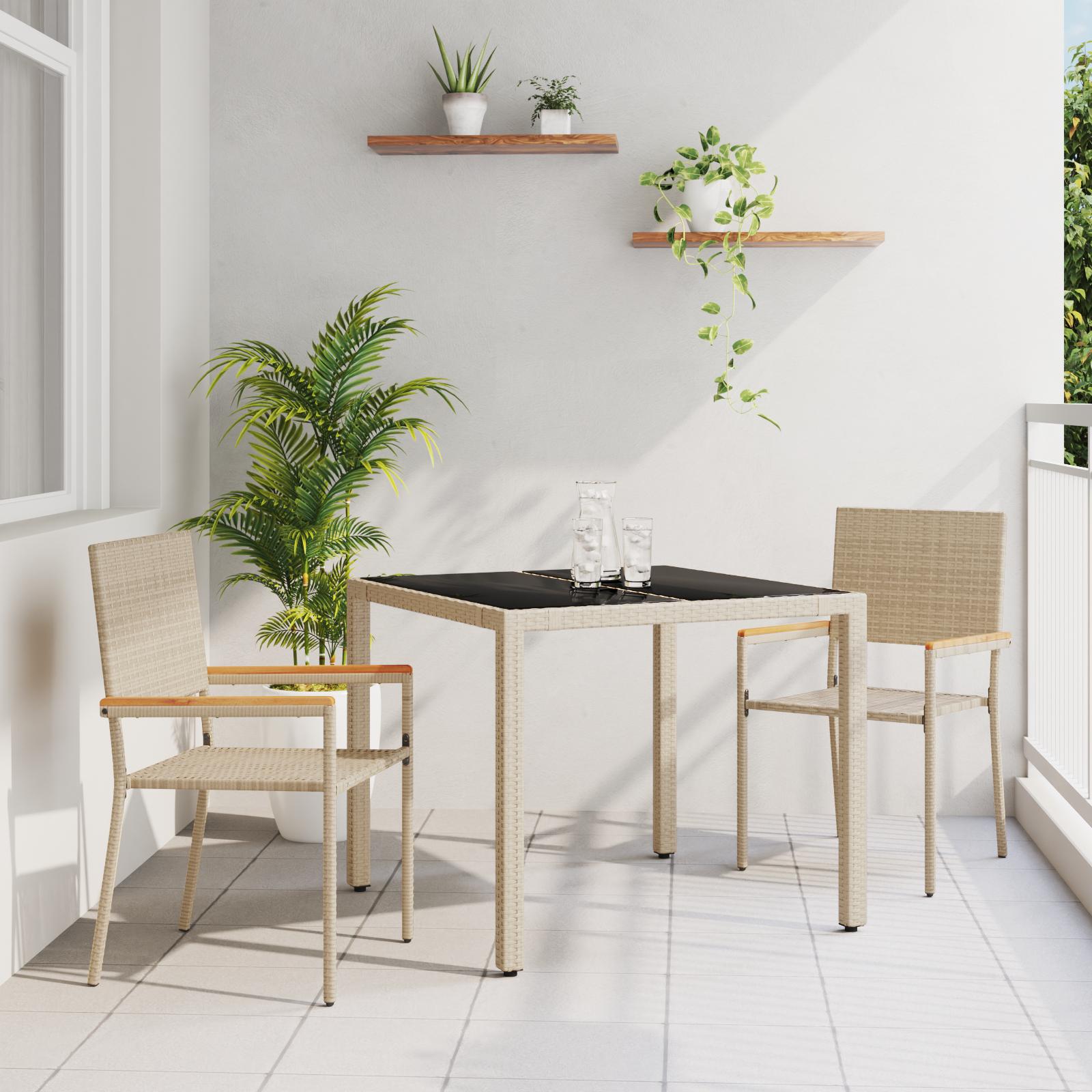 Have Spisebordssæt 3 stk Beige 90 x 90 x 75 cm polyrattan