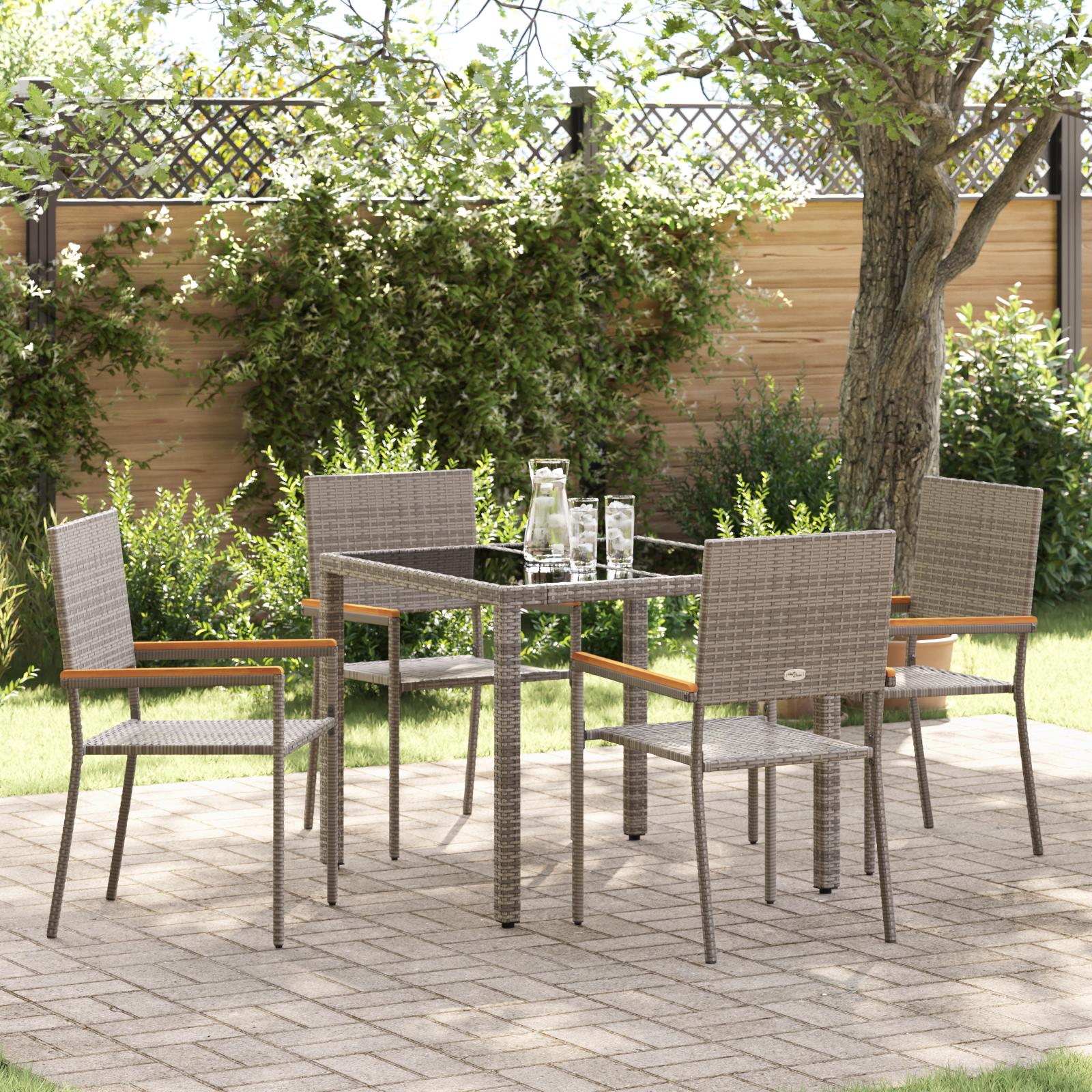 Have Spisebordssæt 5 stk Grå 90 x 90 x 75 cm polyrattan