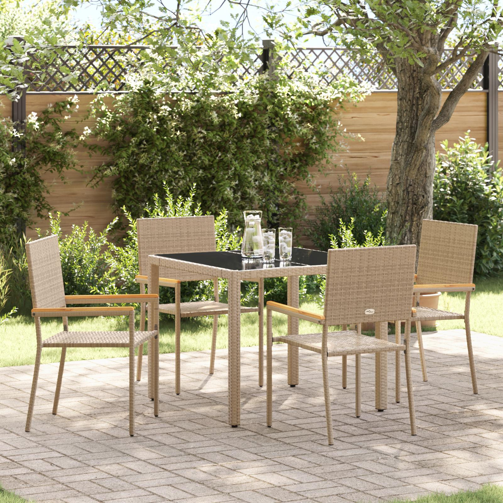 Have Spisebordssæt 5 stk Beige 90 x 90 x 75 cm polyrattan