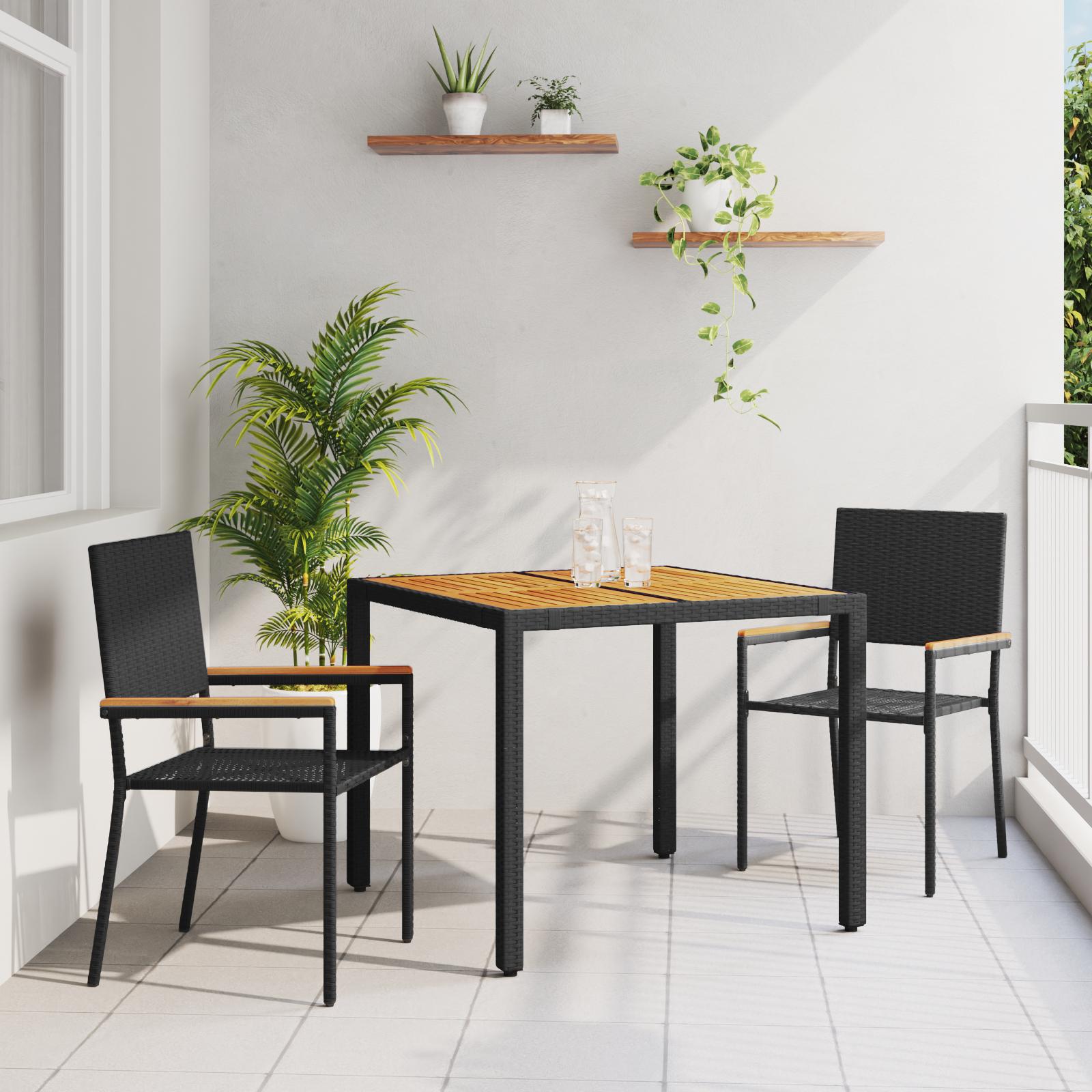 Have Spisebordssæt 3 stk Sort og Brunt 90 x 90 x 75 cm