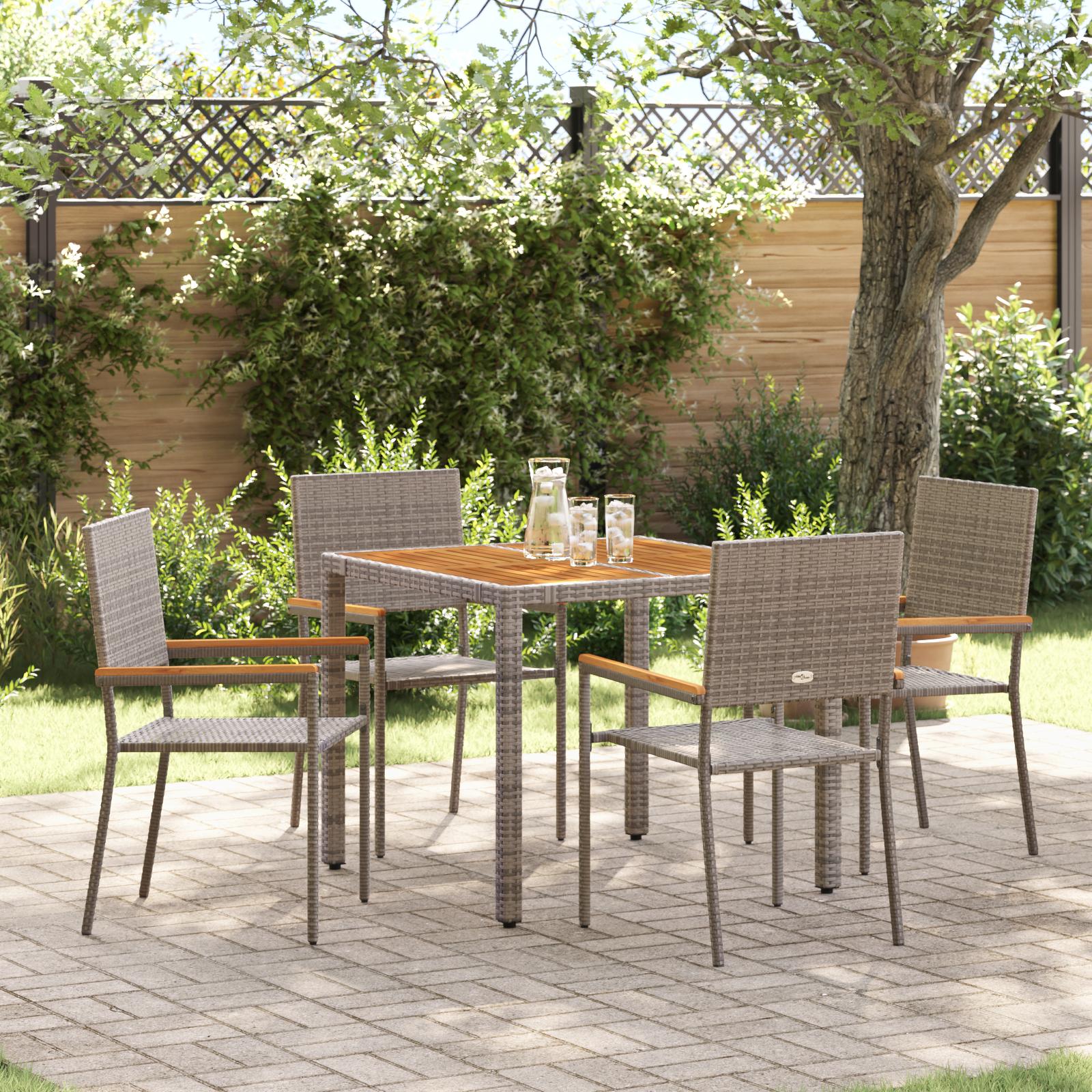 Have Spisebordssæt 5 stk Grå 90 x 90 x 75 cm polyrattan