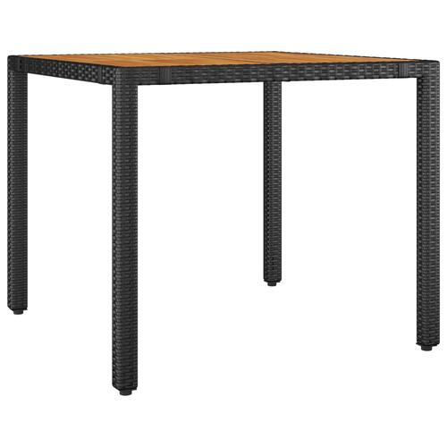3 Stykke Have Spisesæt Sort Poly Rattan Akacia, Stabelbare Have Stole med Puder 2 stk Sort Poly Rattan