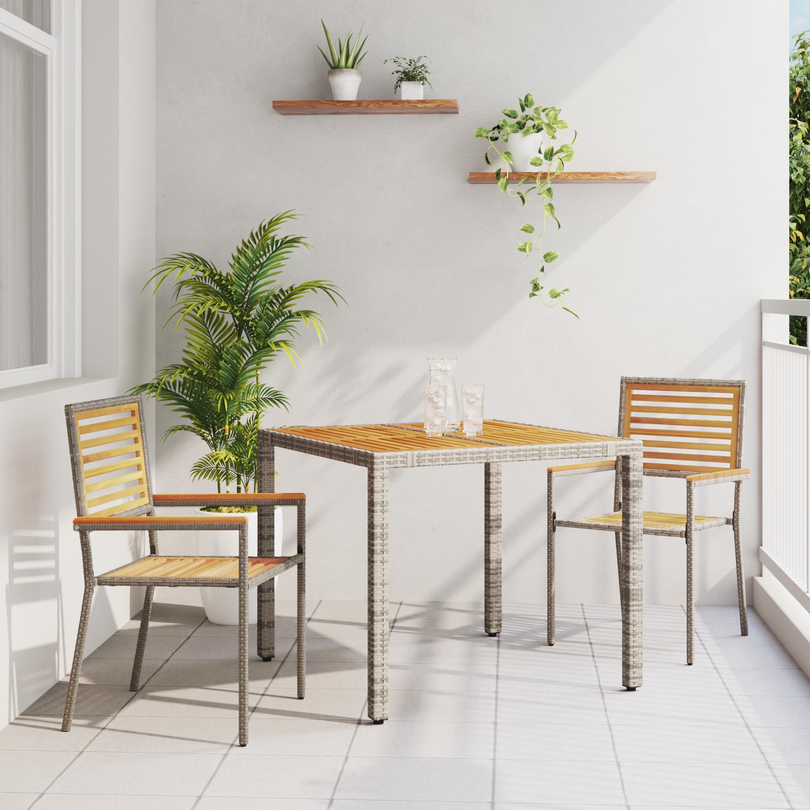Have Spisebordssæt 3 stk Grå 90 x 90 x 75 cm polyrattan
