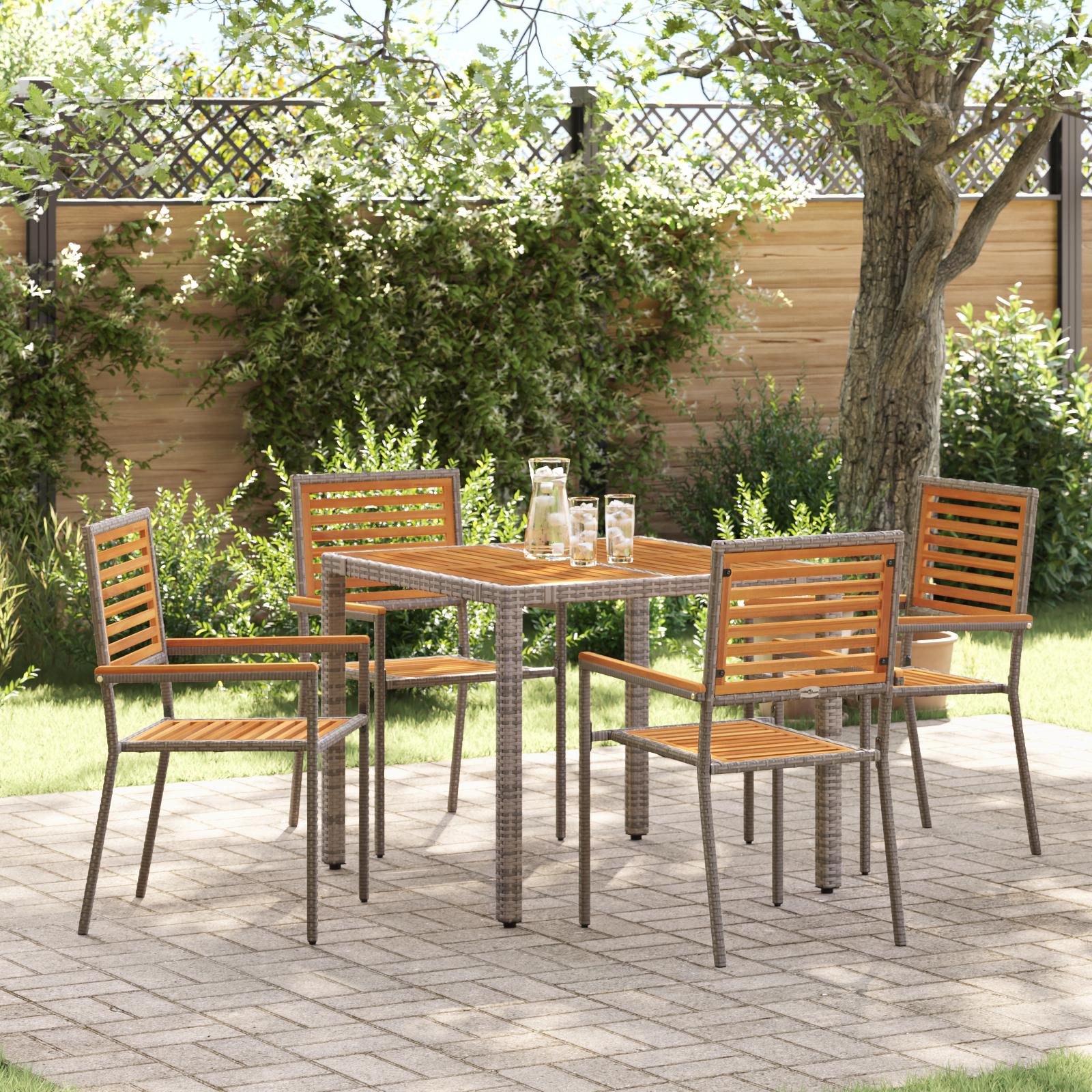 Have Spisebordssæt 5 stk Grå 90 x 90 x 75 cm polyrattan