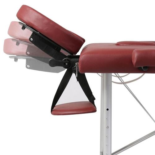 Foldbart massagebord med 2 zoner aluminiumsstel rød