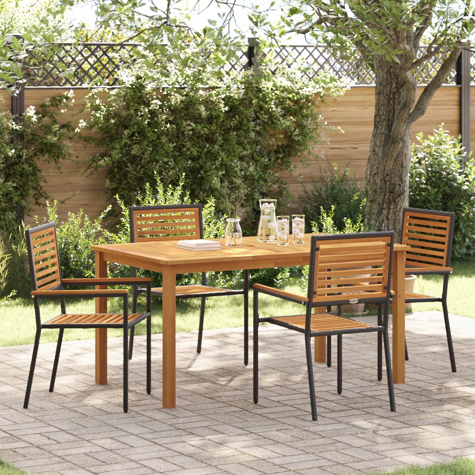 Have Spisebordssæt 5 stk Sort Poly rattan