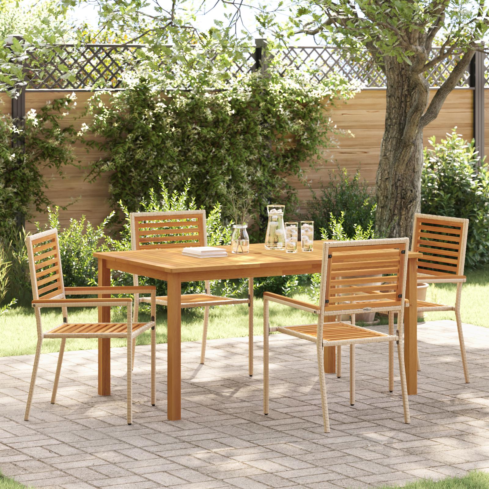 Have Spisebordssæt 5 stk Beige Poly rattan