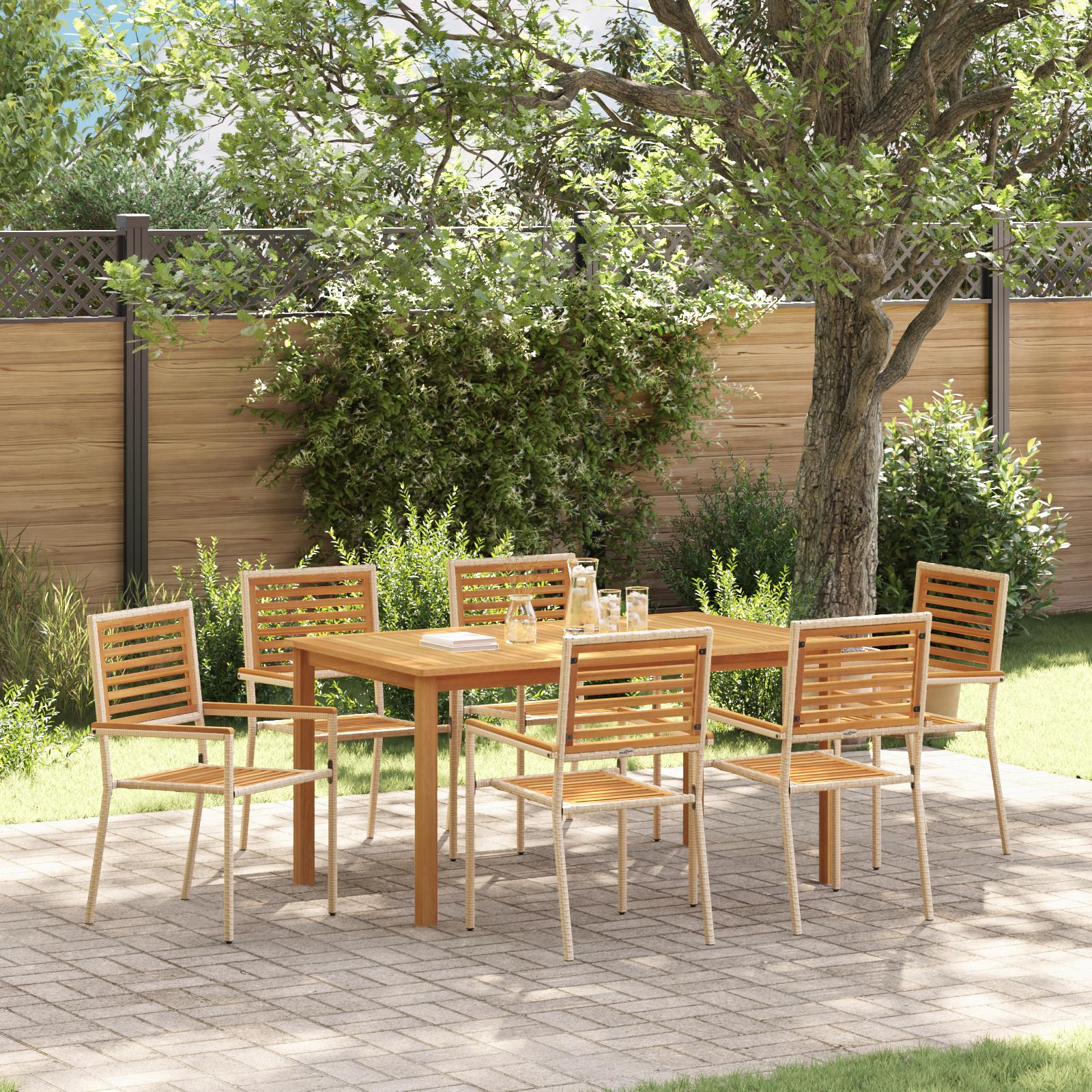 Have Spisebordssæt 7 stk Beige Poly rattan