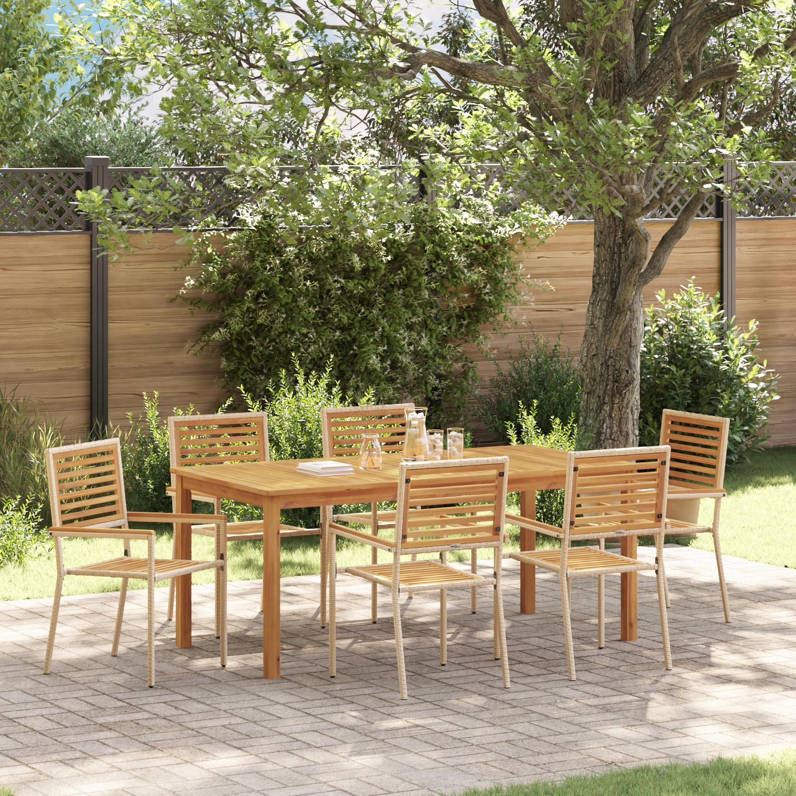 Have Spisebordssæt 7 stk Beige Poly rattan