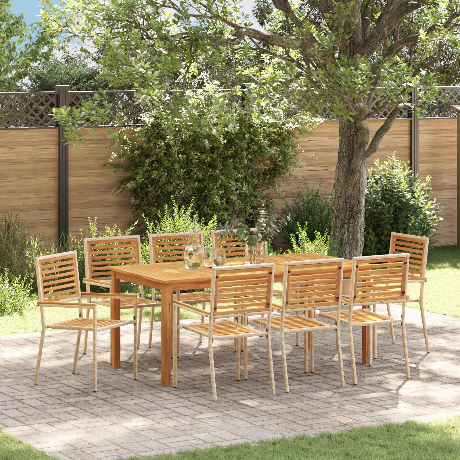 Have Spisebordssæt 9 stk Beige Poly rattan