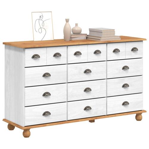 Skuffeskab 'ASKIM'Hvid 79x40x133,5 cm Massivt Træ Fyr