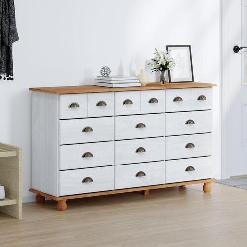 Skuffeskab 'ASKIM'Hvid 79x40x133,5 cm Massivt Træ Fyr