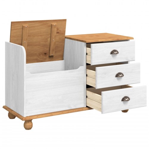 Entre opbevaringsbænk ASKIM Hvid 100x39x62 cm Massiv Træ Fyr