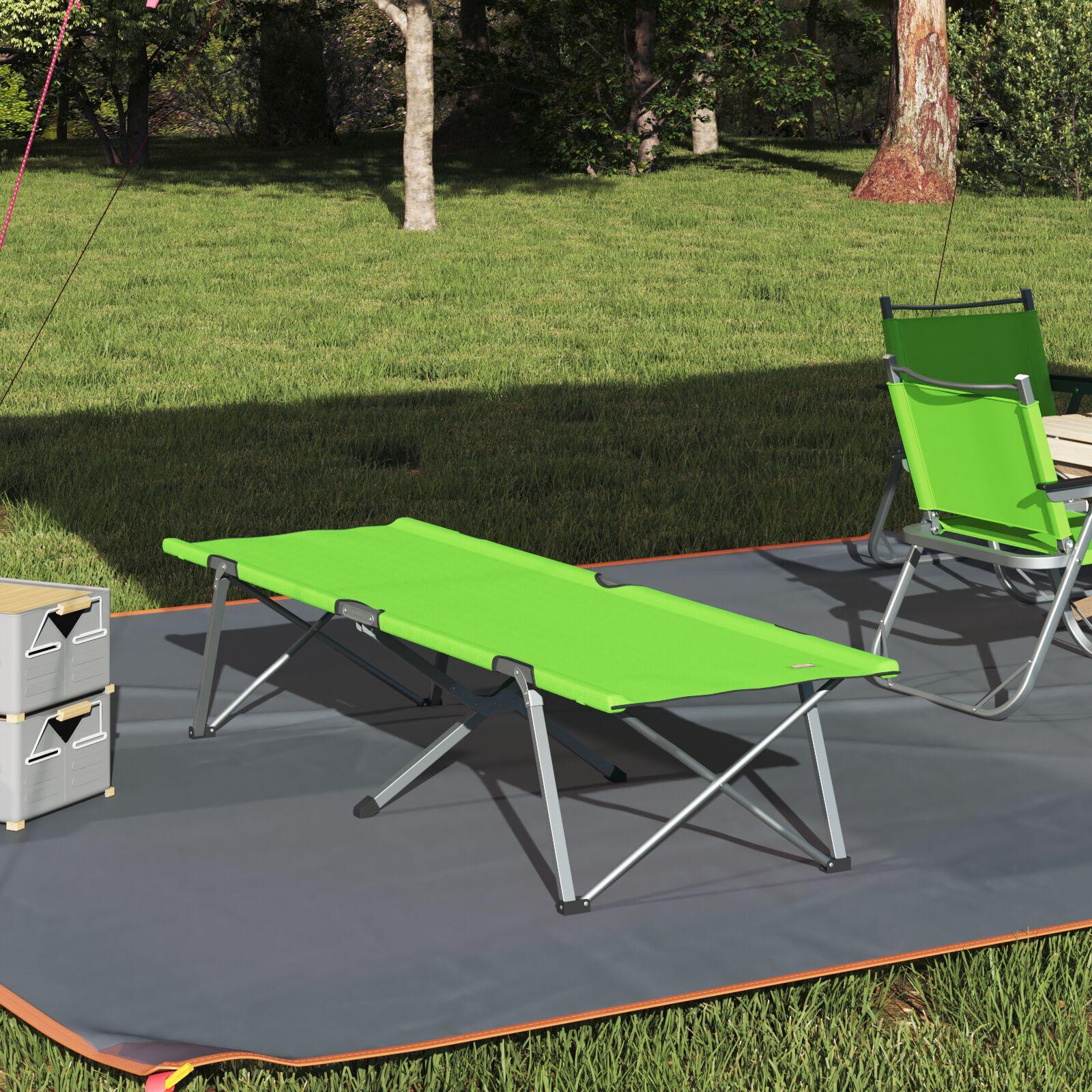 Foldende Camping Seng Mørkegrøn 62 x 194 x 42 cm Oxford stof billede