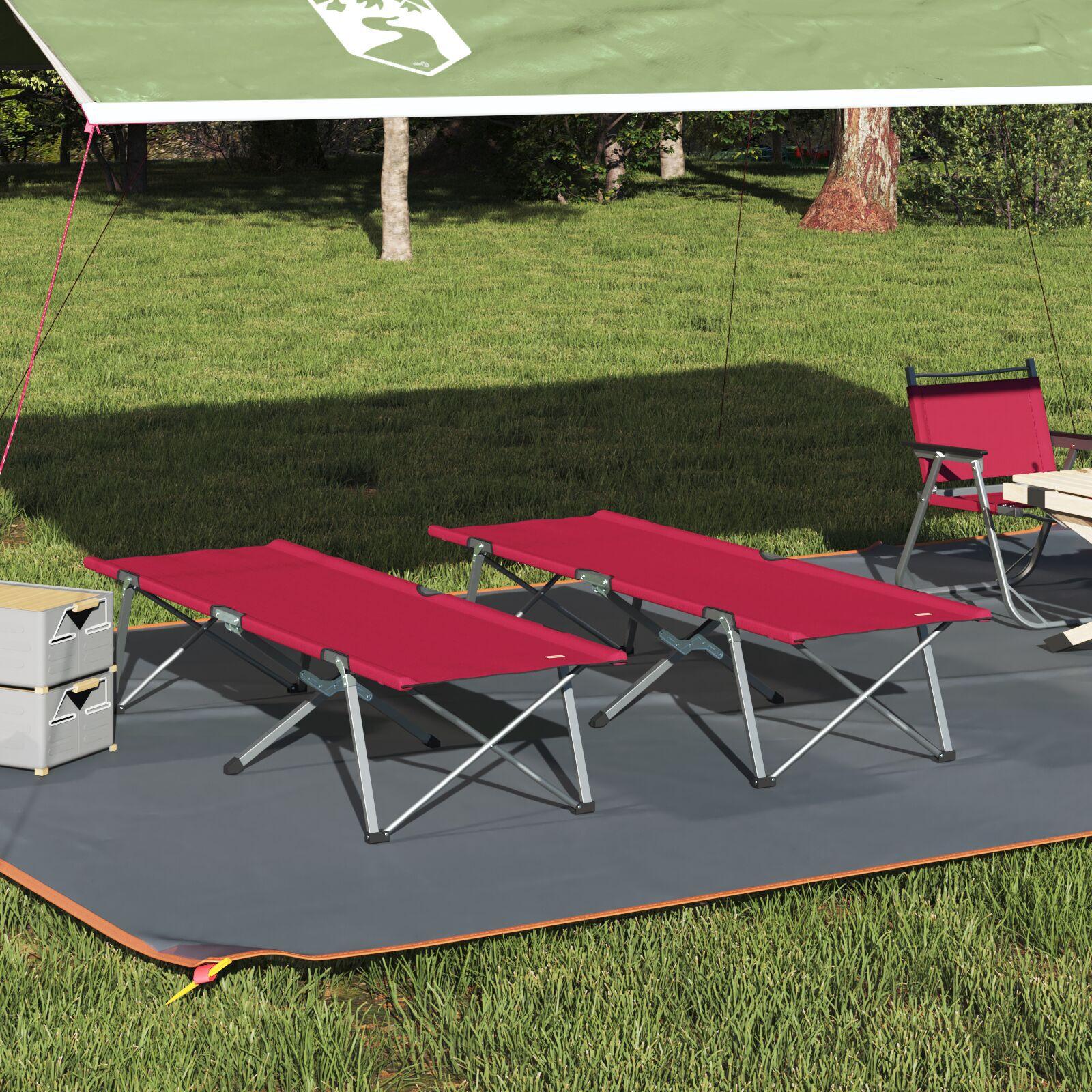 Foldende Camping Seng 2 stk Rød 62 x 194 x 42 cm Oxford stof