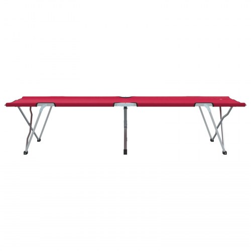 Foldbar Lounge Seng Rød Metal, Stof Standard Sammenfoldelig